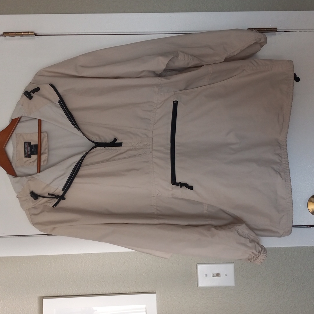 Outrageous sports tan polyester hooded windbreaker sz 2x